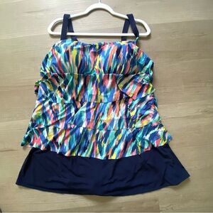 NWT. SONNET SHORES One Piece Swimsuit w Skirt Multi-Color